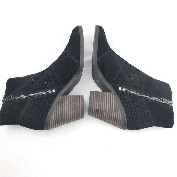 Lucky Brand RAMSES Black Suede Leather Laser Cut PointedToe Zipper Ankle Boots - Picture 8 of 16